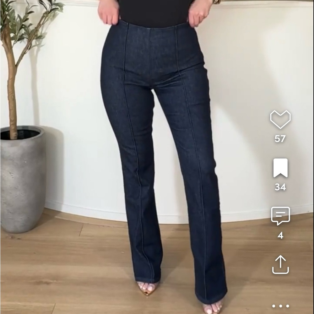 Zero Waistband Micro Flare Jeans - Raw Indigo